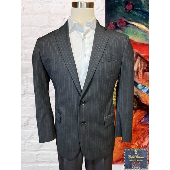 Brooks Brothers 1818 Madison 44R Dark Gray Pinstripe Blazer Sport Suit Jacket - Picture 6 of 16